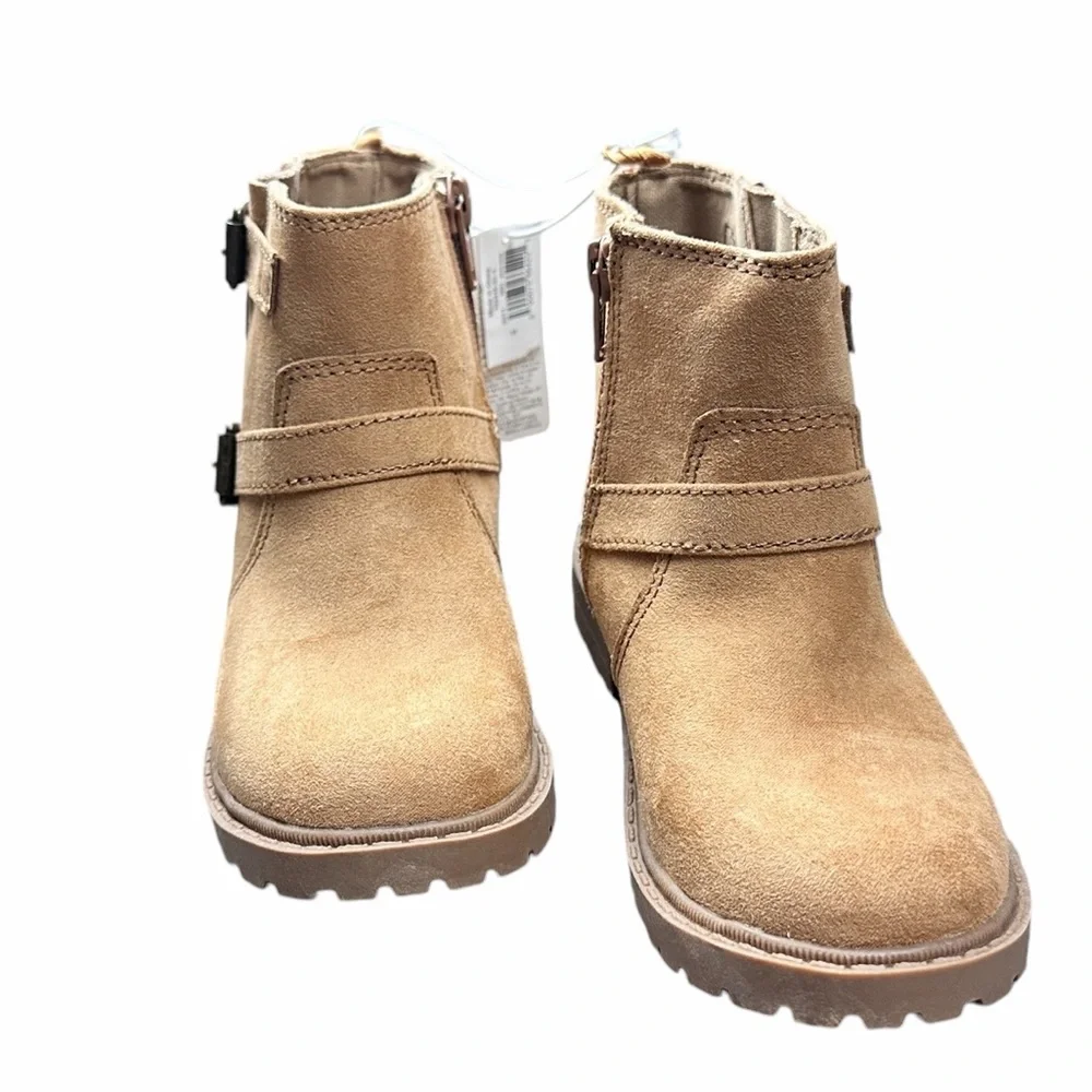 Old Navy Kids Tan Suede Ankle Boots with Buckle Detail